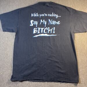 Vintage 90s Billiards Naught Parody T-shirt Black Faded Large NSFW